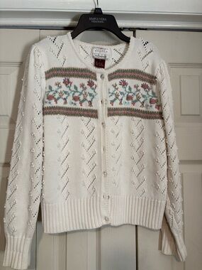 Vintage Susan Bristol Hand-Embroidered Cardigan SZ Small